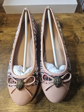 Kurt Geiger Esme Pink Comb Tweed Fabric Ballet Flats EU 39.5 Ballet NEW NIB